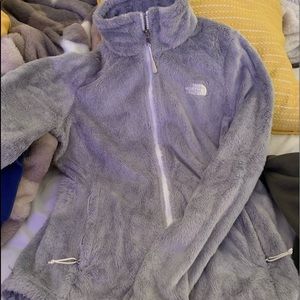 Gray North face fuzzy zip up